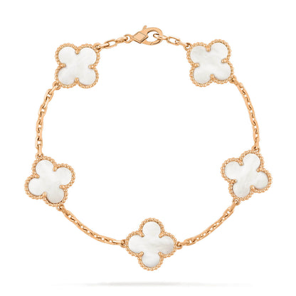 [Luxe Jewels]CLOVER  5 MOTIF WHITE MOP BRACELET