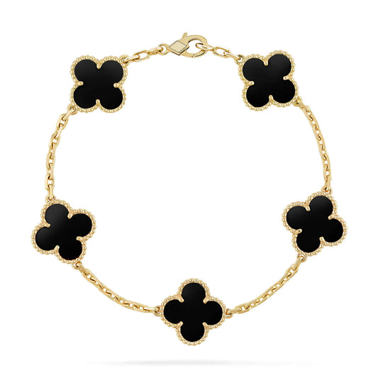 [Luxe Jewels]CLOVER  5 MOTIFS BLACK ONYX BRACELET