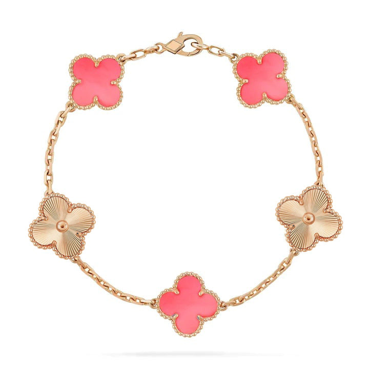 [Luxe Jewels]CLOVER BRACELET 5 MOTIF PINK AND PINK GOLD