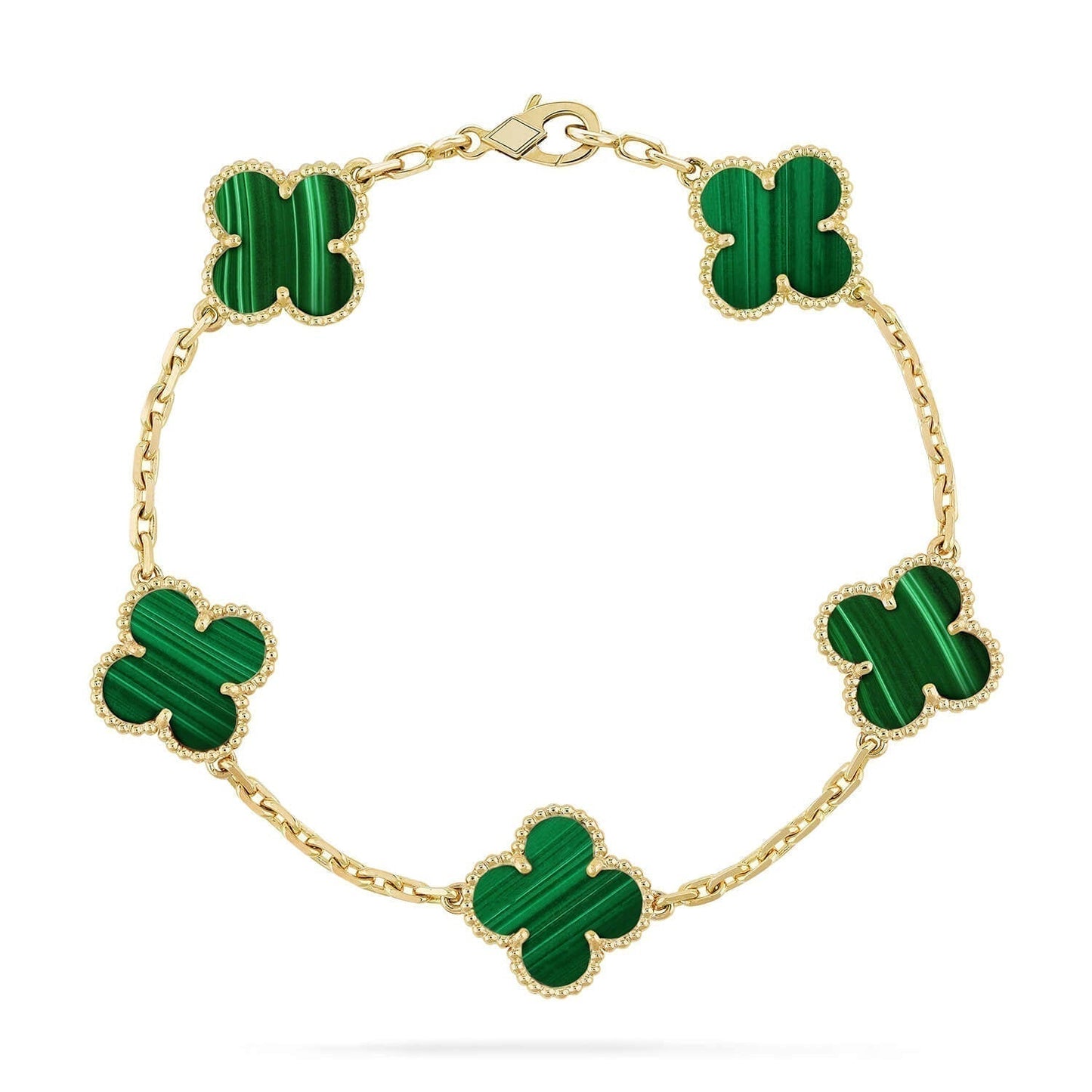 [Luxe Jewels]CLOVER 5 MOTIFS MALACHITE BRACELET