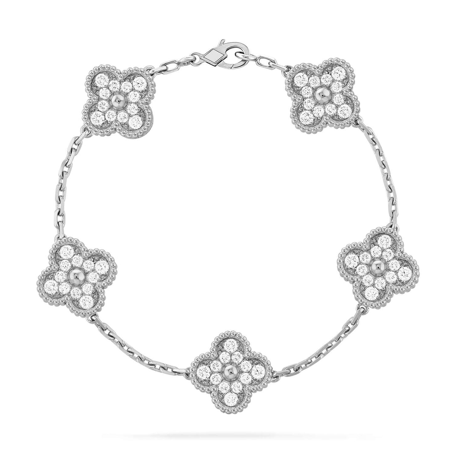 [Luxe Jewels]CLOVER 5 MOTIFS  DIAMOND BRACELET SILVER