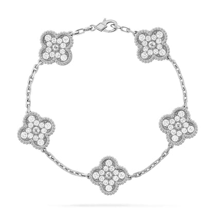 [Luxe Jewels]CLOVER 5 MOTIFS  DIAMOND BRACELET SILVER