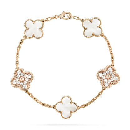 [Luxe Jewels]CLOVER BRACELET 5 MOTIF WHITE MOP DIAMOND