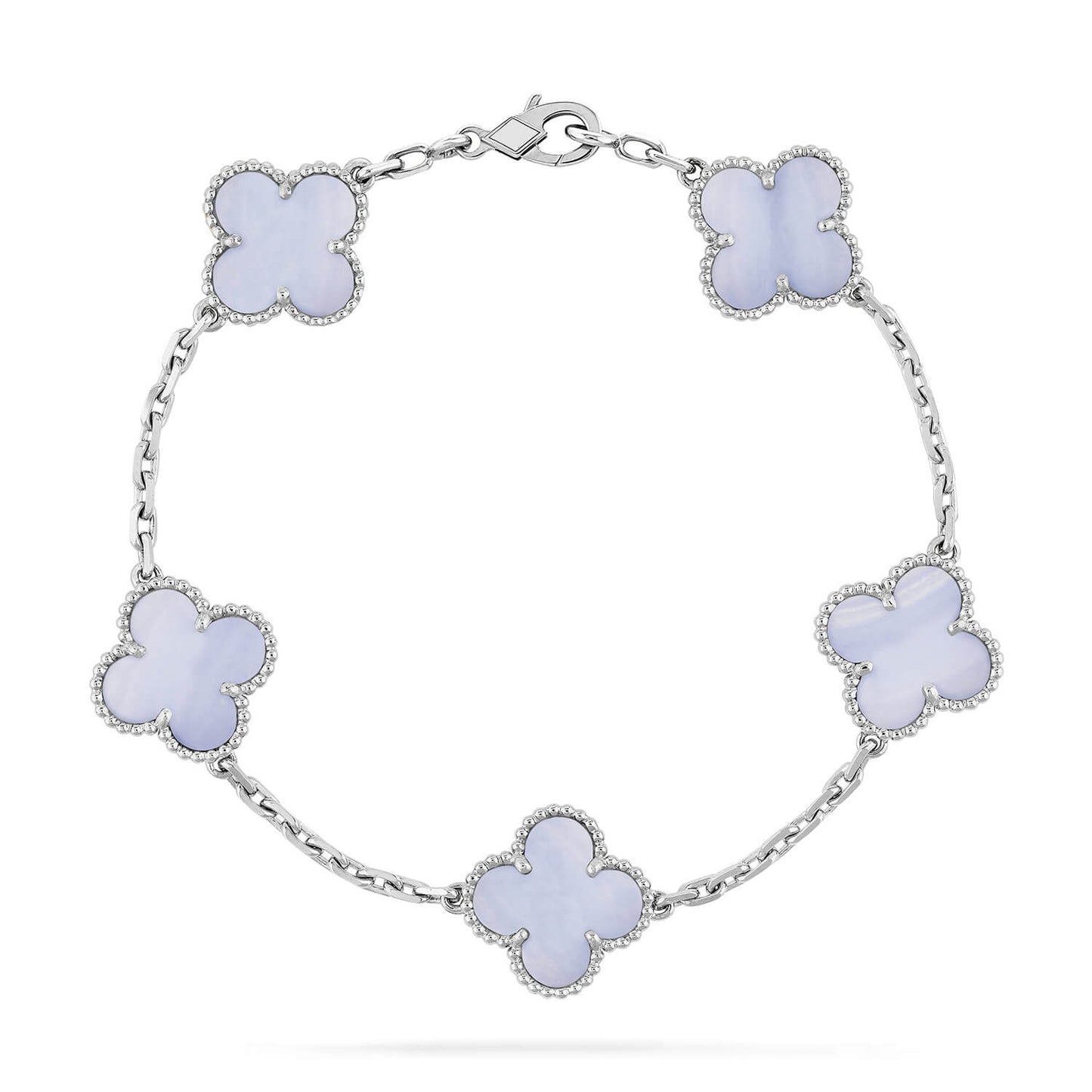 [Luxe Jewels]CLOVER  5 MOTIF PURPLE CHALCEDONY BRACELET SILVER