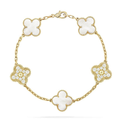 [Luxe Jewels]CLOVER BRACELET 5 MOTIF WHITE MOP DIAMOND