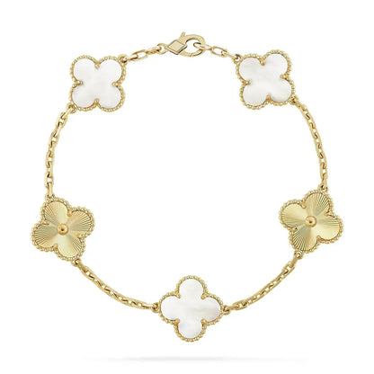 [Luxe Jewels]CLOVER BRACELET 5 MOTIF WHITE MOP PINK GOLD