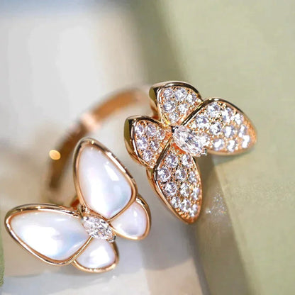 [Luxe Jewels]TWIN BUTTERFLY DIAMOND MOP RING