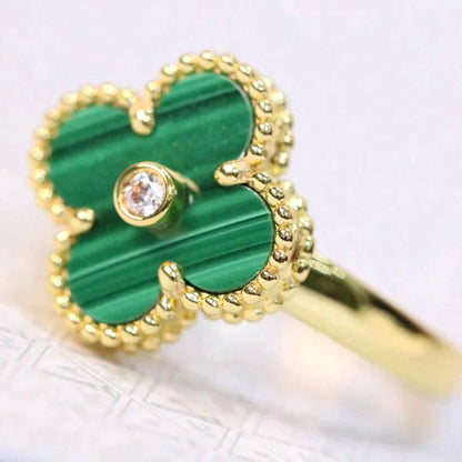 [Luxe Jewels]CLOVER MALACHITE RING GOLD DIAMOND