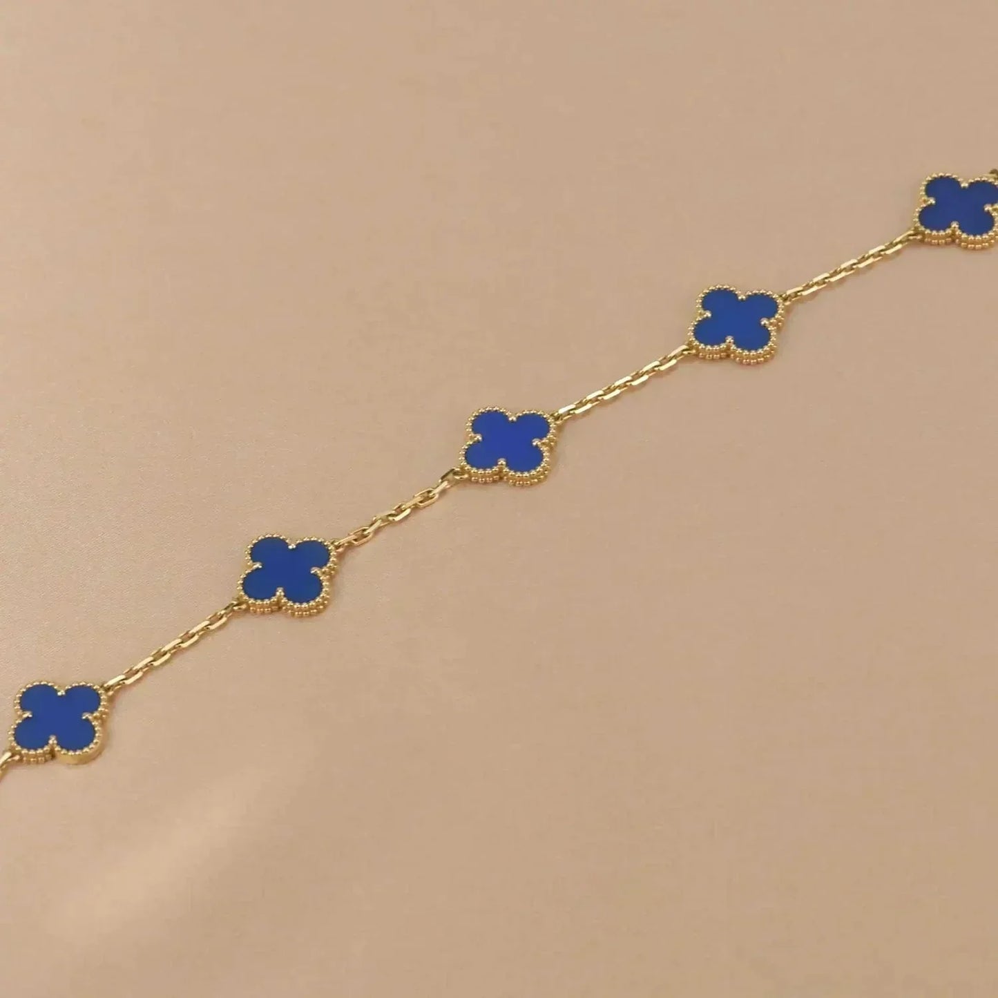 [Luxe Jewels]CLOVER 5 MOTIFS BLUE AGATE BRACELET