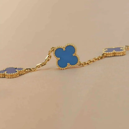 [Luxe Jewels]CLOVER 5 MOTIFS BLUE AGATE BRACELET