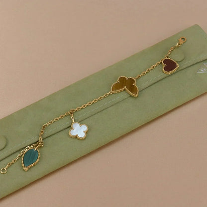 [Luxe Jewels]LUCKY SPRING 5 MOTIF GOLD BRACELET