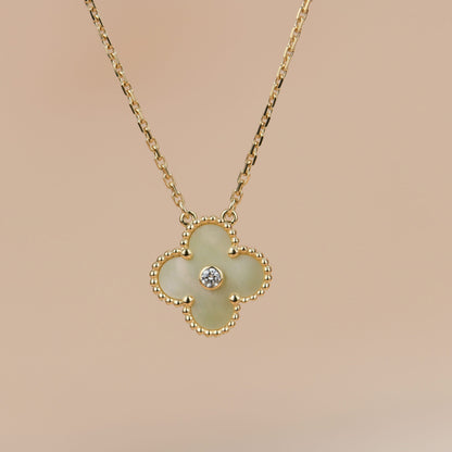 [Luxe Jewels]CLOVER 15MM DIAMOND GOLD MOTHER OF PEARL NECKLACE