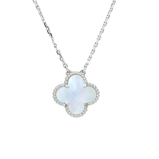 [Luxe Jewels]CLOVER  15MM WHITE MOTHER-OF-PEARL SILVER