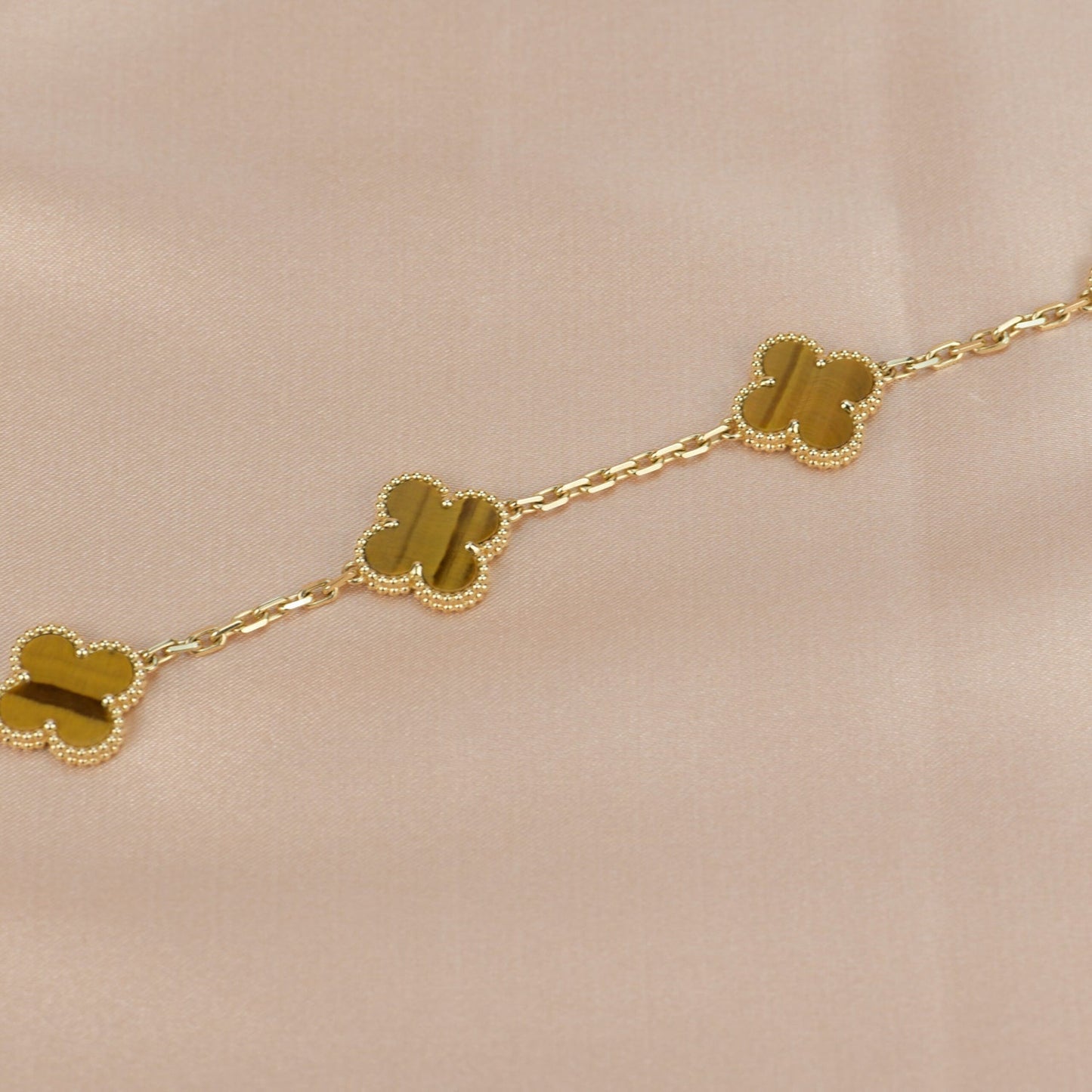 [Luxe Jewels]CLOVER  5 MOTIFS TIGER EYE BRACELET