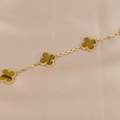 [Luxe Jewels]CLOVER  5 MOTIFS TIGER EYE BRACELET