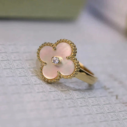 [Luxe Jewels]CLOVER PINK MOP RING GOLD DIAMOND