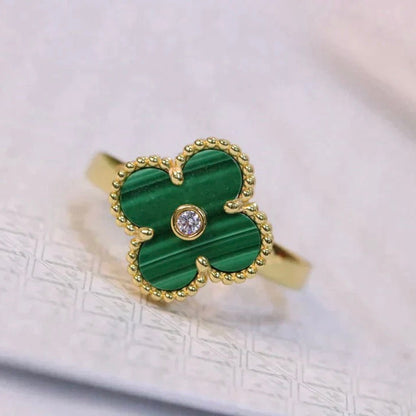 [Luxe Jewels]CLOVER MALACHITE RING GOLD DIAMOND