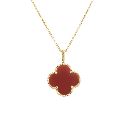 [Luxe Jewels]CLOVER 25MM NECKLACE GOLD CARNELIAN