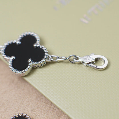 [Luxe Jewels]CLOVER 5 MOTIF ONYXS  BRACELET SILVER