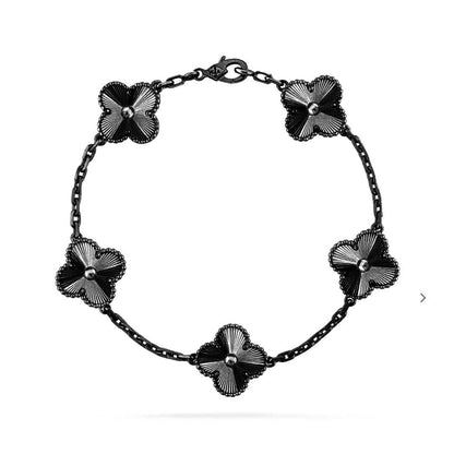 [Luxe Jewels]CLOVER FIVE MOTIF BLACK BRACELET