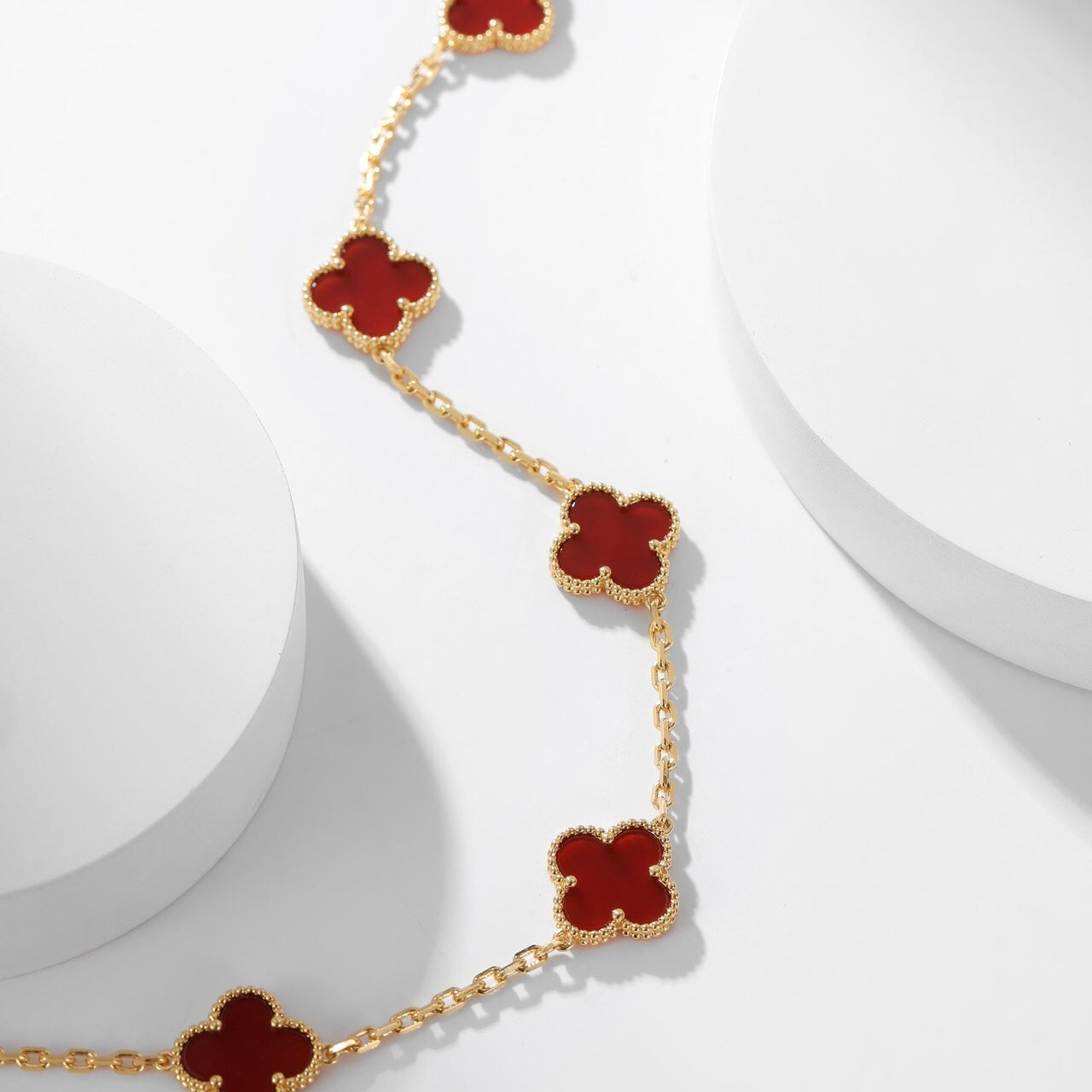 [Luxe Jewels]CLOVER 10 MOTIFS CARNELIAN NECKLACE