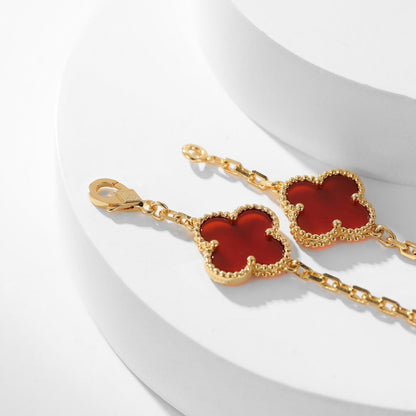 [Luxe Jewels]CLOVER 10 MOTIFS CARNELIAN NECKLACE