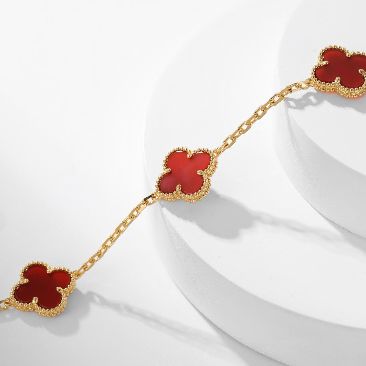 [Luxe Jewels]CLOVER 10 MOTIFS CARNELIAN NECKLACE