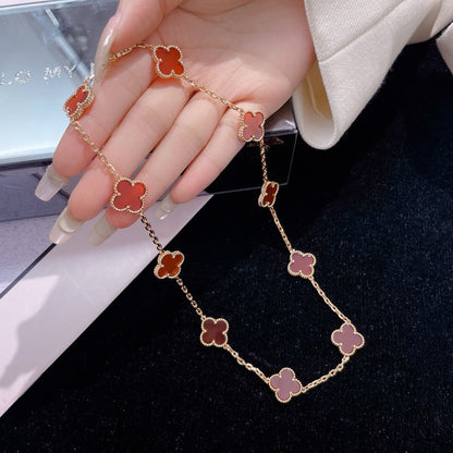 [Luxe Jewels]CLOVER 10 MOTIFS CARNELIAN NECKLACE