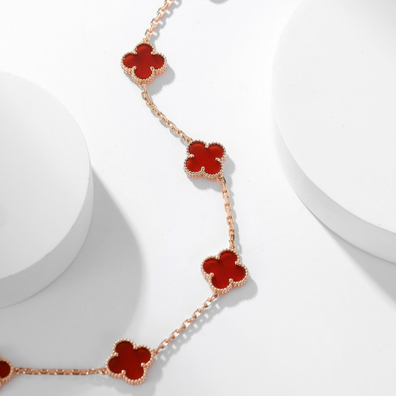 [Luxe Jewels]CLOVER 10 MOTIFS CARNELIAN NECKLACE