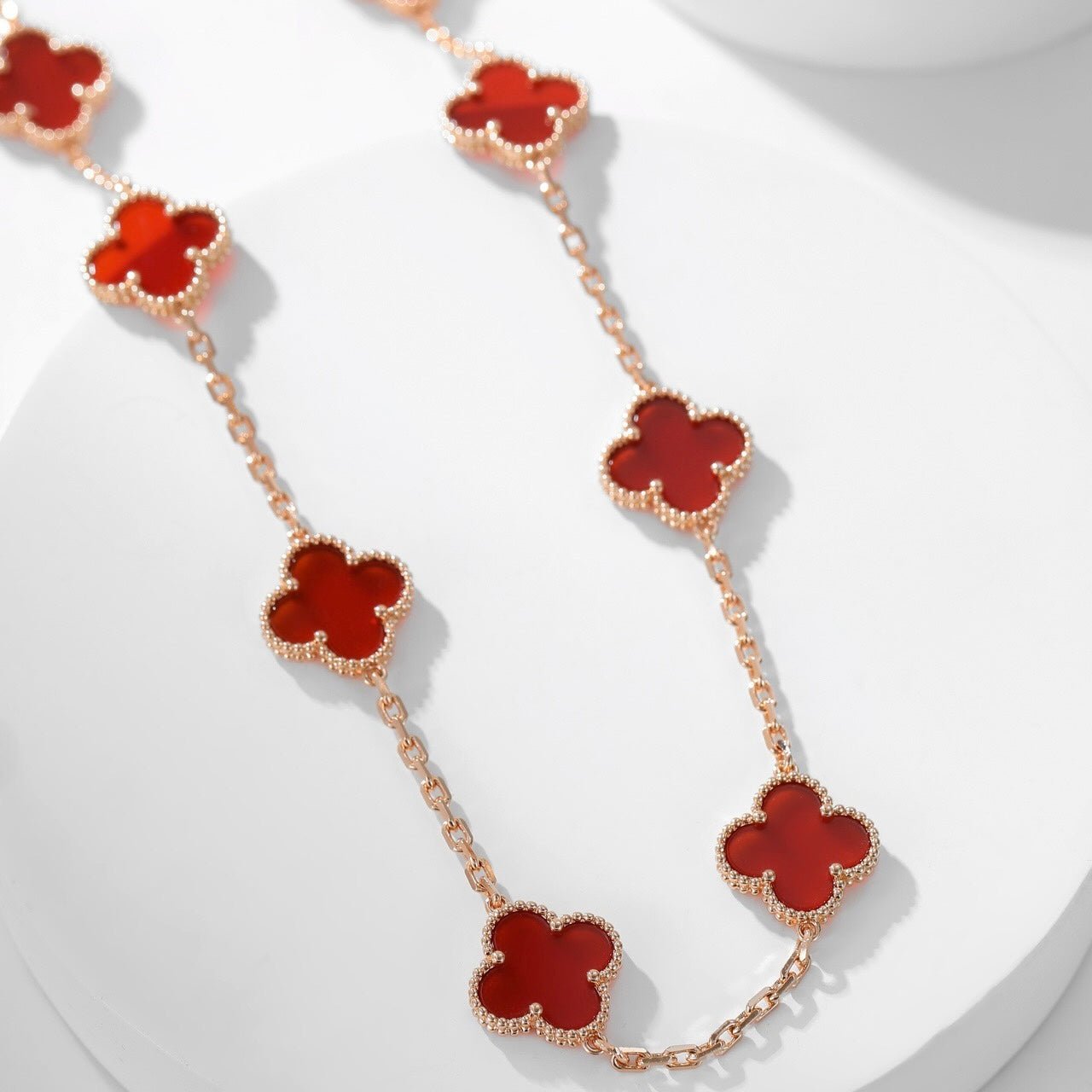 [Luxe Jewels]CLOVER 10 MOTIFS CARNELIAN NECKLACE