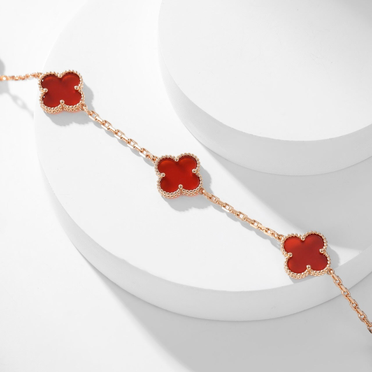 [Luxe Jewels]CLOVER 10 MOTIFS CARNELIAN NECKLACE