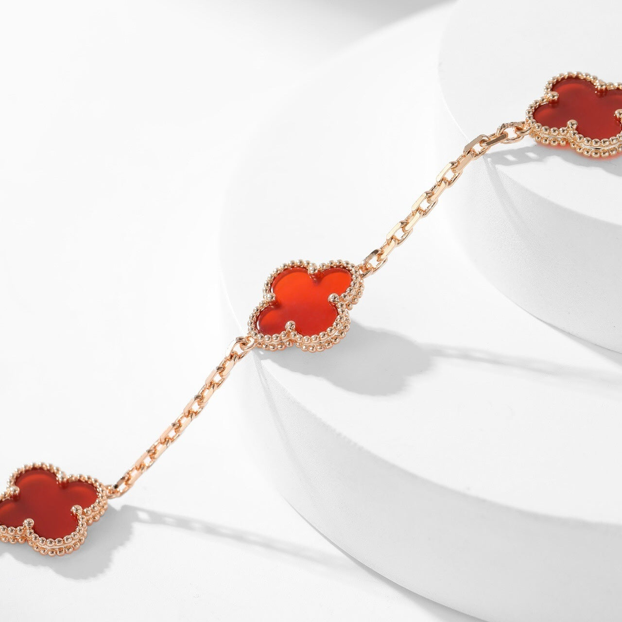 [Luxe Jewels]CLOVER 10 MOTIFS CARNELIAN NECKLACE