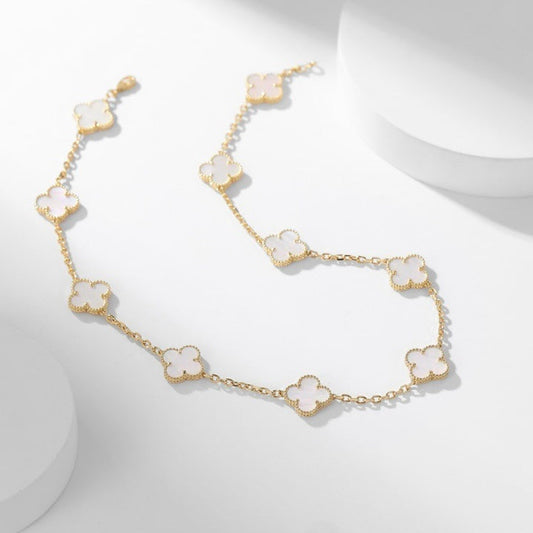 [Luxe Jewels]CLOVER 10 MOTIFS WHITE MOTHER OF PEARL NECKLACE