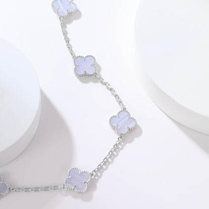 [Luxe Jewels]CLOVER 10 MOTIFS PURPLE CHALCEDONY NECKLACE