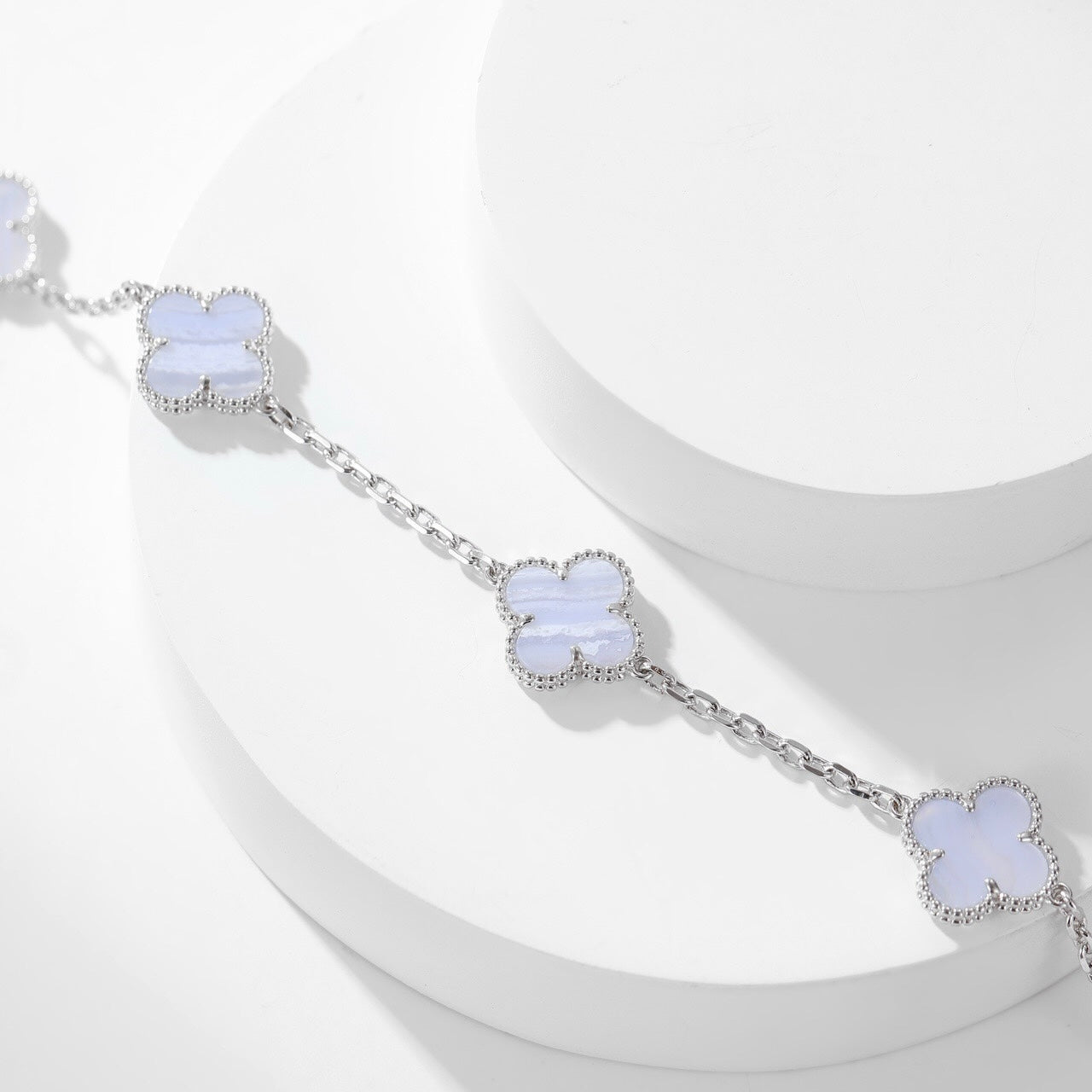 [Luxe Jewels]CLOVER 10 MOTIFS PURPLE CHALCEDONY NECKLACE