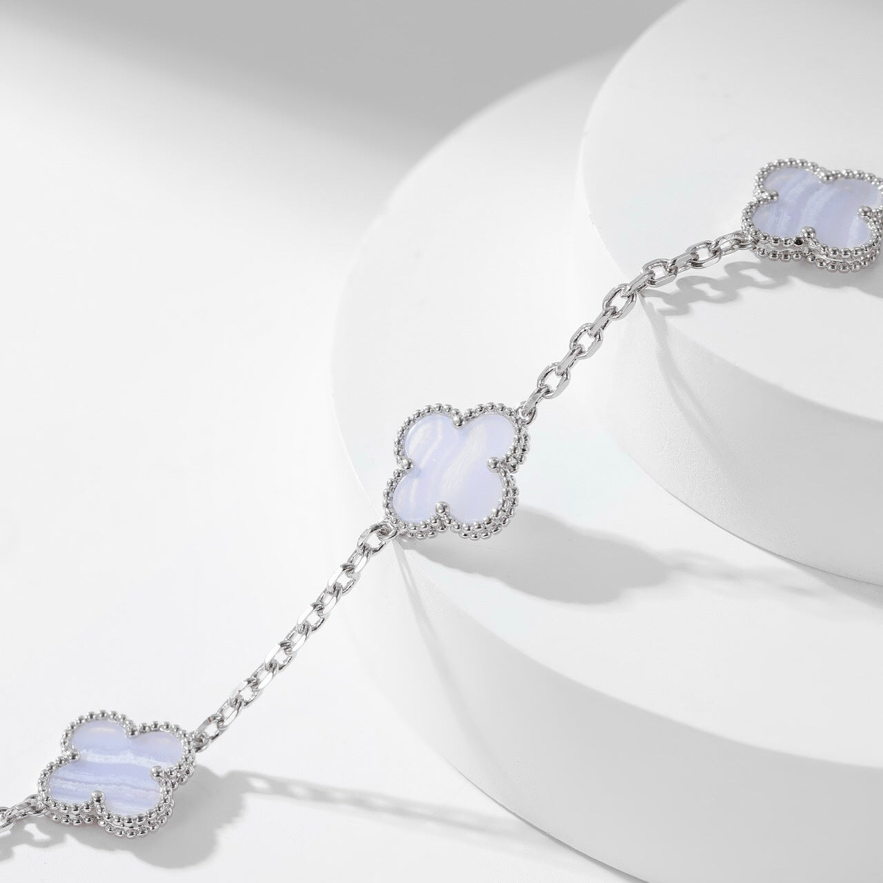 [Luxe Jewels]CLOVER 10 MOTIFS PURPLE CHALCEDONY NECKLACE