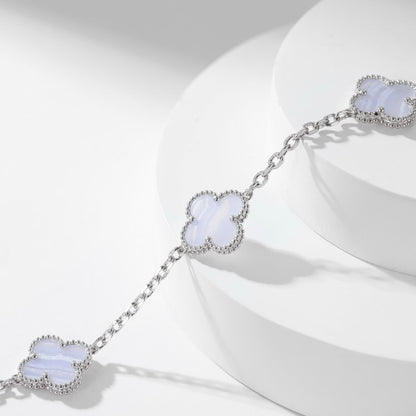 [Luxe Jewels]CLOVER 10 MOTIFS PURPLE CHALCEDONY NECKLACE