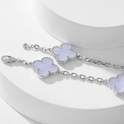 [Luxe Jewels]CLOVER 10 MOTIFS PURPLE CHALCEDONY NECKLACE