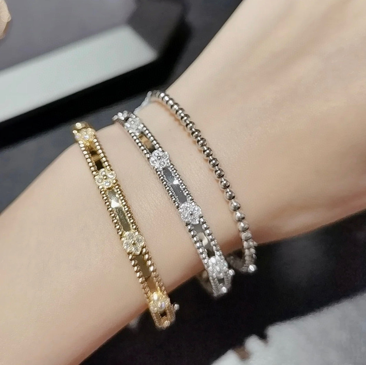 [Luxe Jewels]CLOVER BRACELET 4MM DIAMONDS