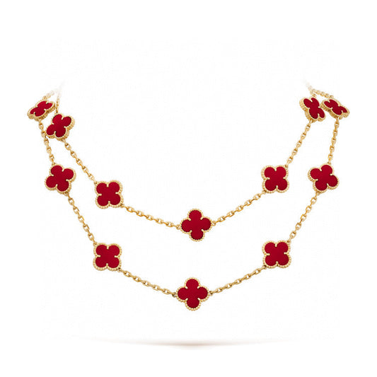 [Luxe Jewels]CLOVER 20 MOTIFS CARNELIAN NECKLACE