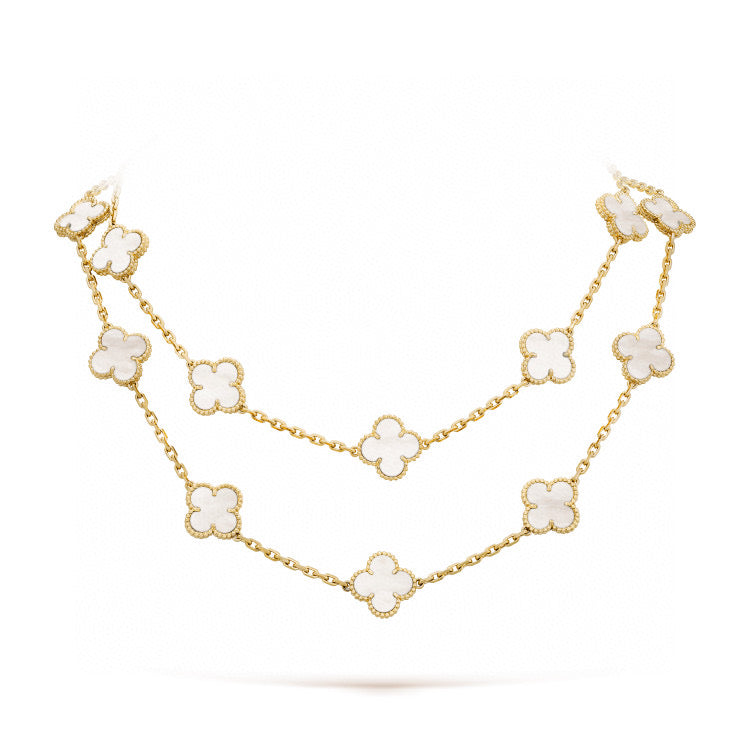 [Luxe Jewels]CLOVER 20 MOTIFS WHITE MOP NECKLACE