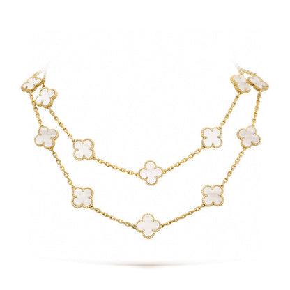 [Luxe Jewels]CLOVER 20 MOTIFS WHITE MOP NECKLACE