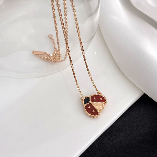 [Luxe Jewels]LUCKY  CARNELIANS LADYBUG NECKLACE