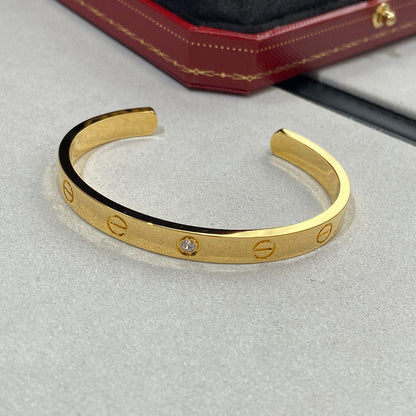 [Luxe Jewels]LOVE BRACELET 6.1MM 1 DIAMOND OPEN CUFF