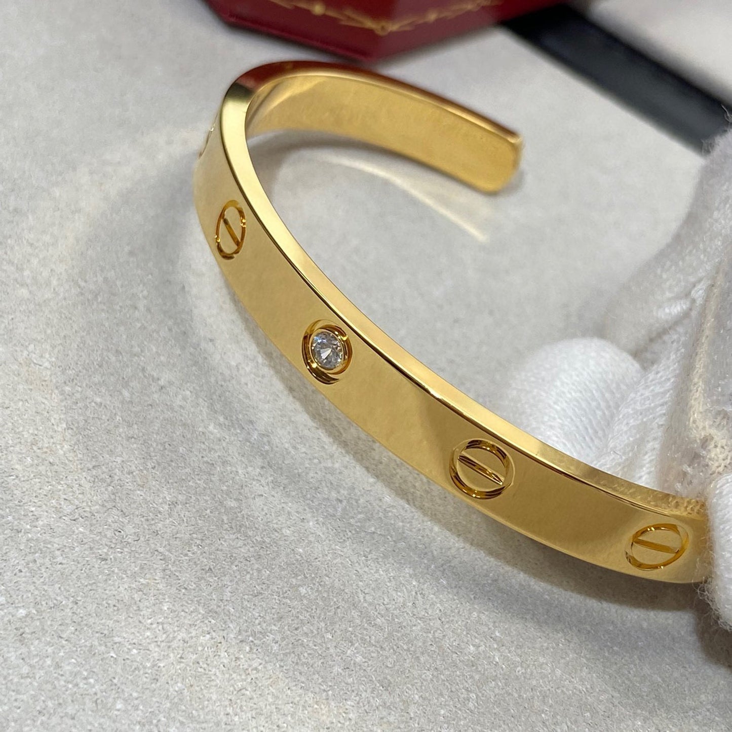 [Luxe Jewels]LOVE BRACELET 6.1MM 1 DIAMOND OPEN CUFF