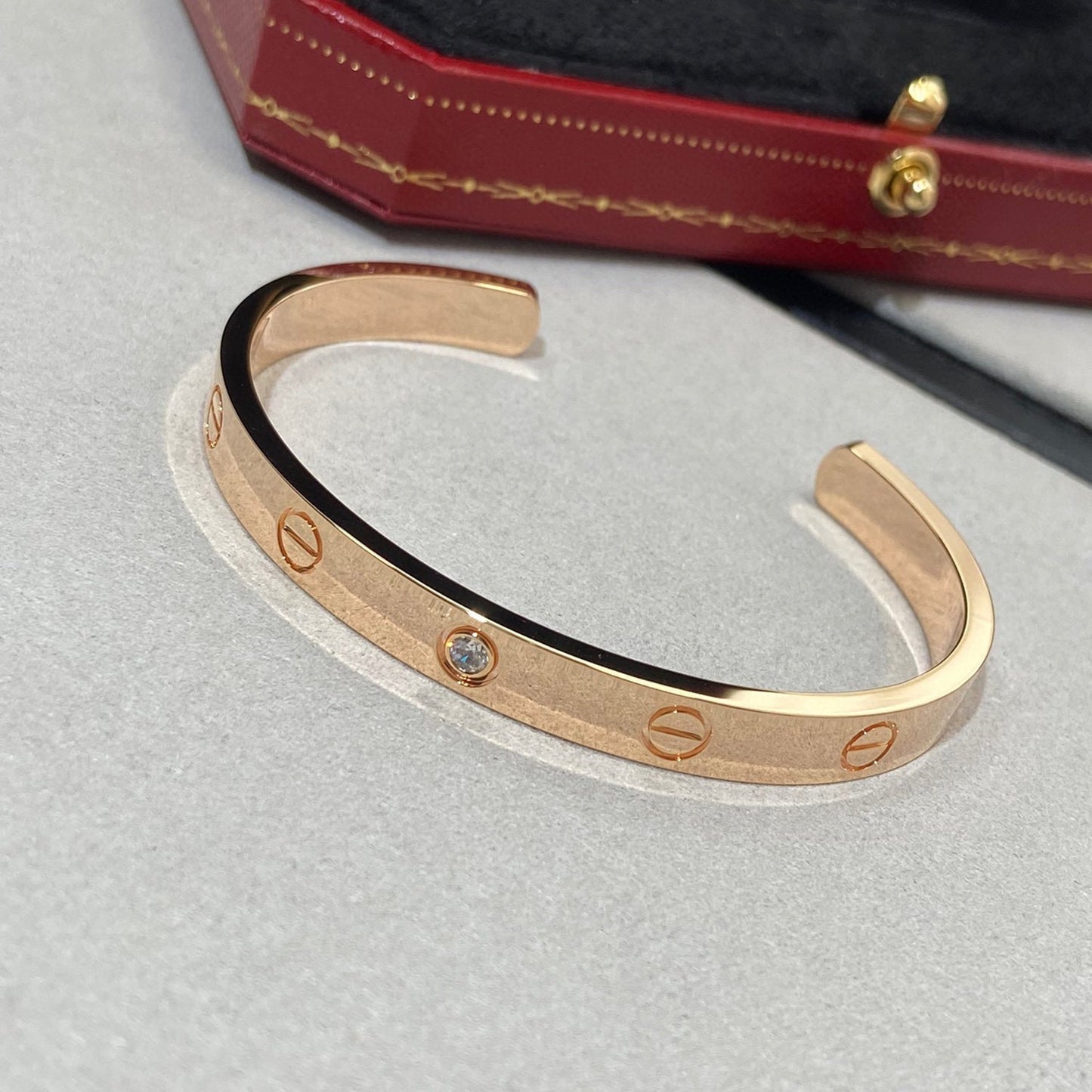 [Luxe Jewels]LOVE BRACELET 6.1MM 1 DIAMOND OPEN CUFF