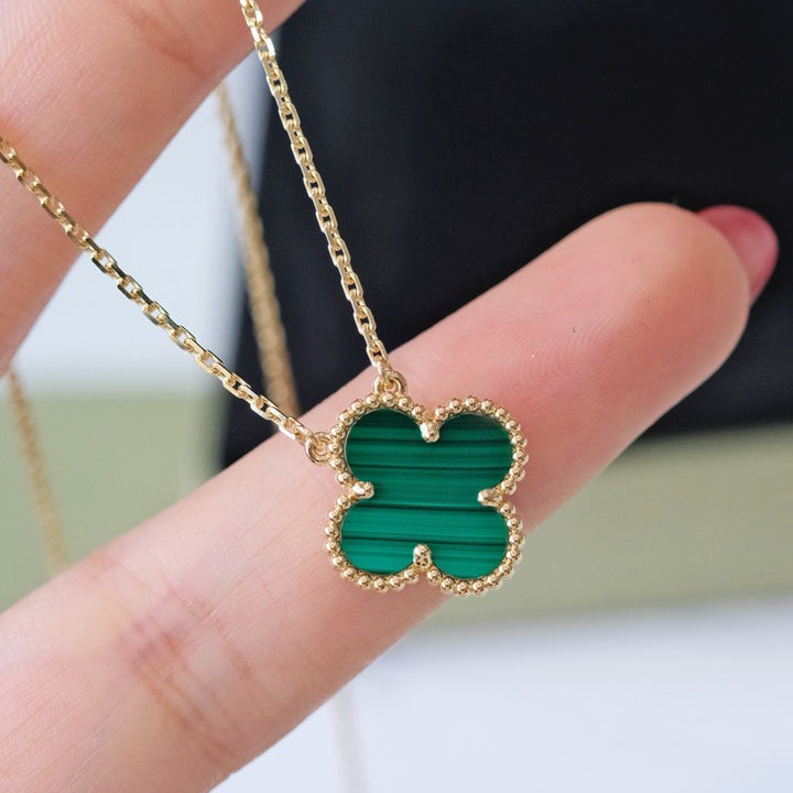 [Luxe Jewels]CLOVER 15MM MALACHITE SINGLE FLOWER  NECKLACE