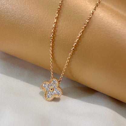 [Luxe Jewels]CLOVER 15MM DIAMOND SINGLE FLOWER NECKLACE