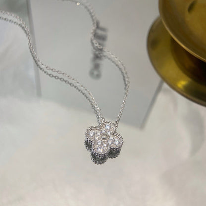 [Luxe Jewels]CLOVER 15MM DIAMOND SINGLE FLOWER NECKLACE