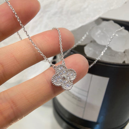 [Luxe Jewels]CLOVER 15MM DIAMOND SINGLE FLOWER NECKLACE